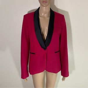 Veronica Beard Hot Pink Black Wool Single Button Blazer Jacket USA 8